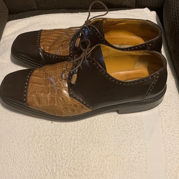 Mezlan Brown/Tan leatherr and crocodile size 13 Mens shoe - Picture 2 of 3
